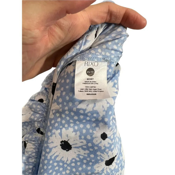 Rixo London Monet Blue Leopard Daisy Midi Dress - Picture 13 of 13